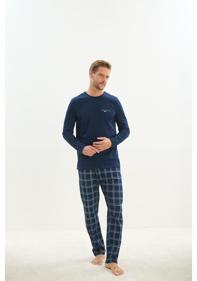 Sevim Erkek Uzun Kol Lacivert Pijama Takım C8t1n5o9 001