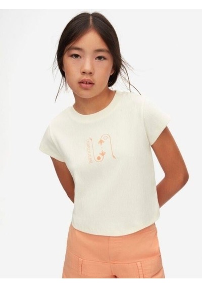 Nk Kids Kız Çocuk Pamuklu Yarım Kol Tshirt-15556 Krem
