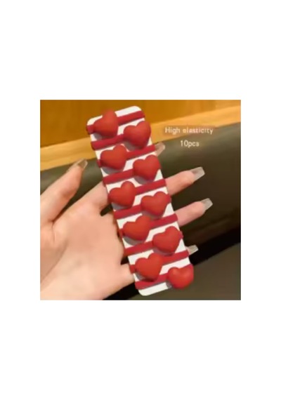 10 Adet Kalpli Çocuk Lastik Toka Seti Kırmızı Kalp - 789183528 Kırmızı Kalp - 789183528 Kırmızı Kalp