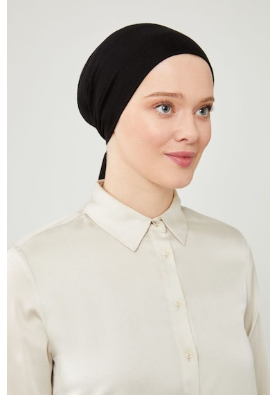 Melodi Scarf Kadın Tesettür Geniş Hacimli Büyük Kalıp Xl Bone Siyah Siyah