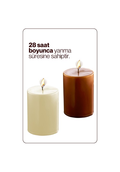 Grimorlife 2'li Dekoratif Mum Seti - Yeni Yıl Yılbaşı Hediyelik Mum - Krem Ve Kahverengi Mum Diğer