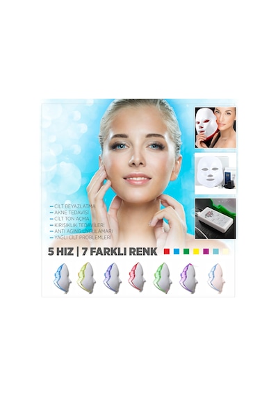 7 Işikli Mültifonksiyonel Led'Li Cilt Bakım Maskesi Led Maske