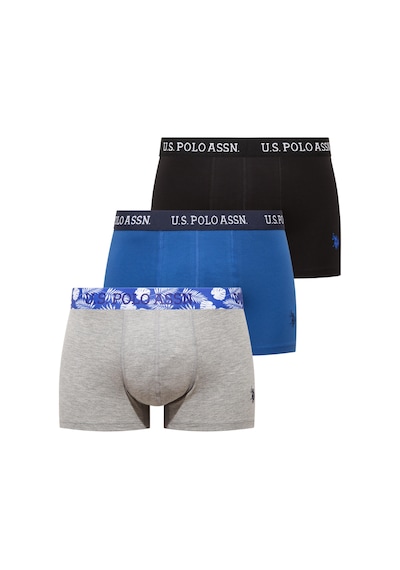 U.s. Polo Assn. 80651 Gri Melanj - Saks - Siyah 3 Lü Boxer Gri Melanj - Saks - Siyah
