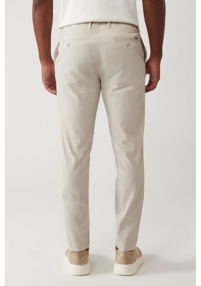 Avva Erkek Bej Yandan Cepli Esnek Kumaşlı Gofreli Pamuklu Lightweight Relaxed Fit Pantolon A41y3202