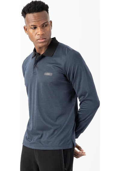 Maraton Sportswear Regular Erkek Polo Yaka Uzun Kol Basic Siyahmelanj Sweatshirt 22432-siyahmelanj