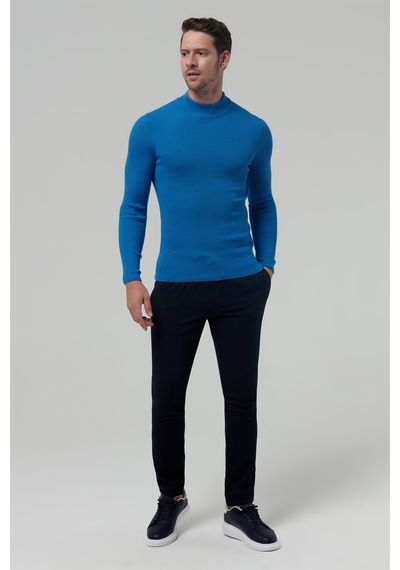 Twn Slim Fit Saks Mavi Rib Örgü Kazak 5ec0606317701 750