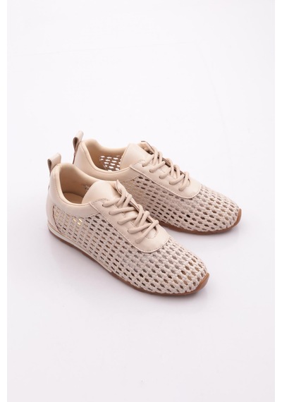 Dgn B0030 Kadin Delikli Casual Ayakkabi Bej