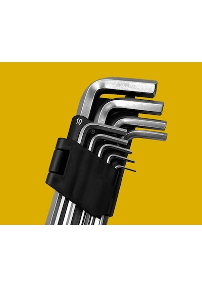 9 Parça Kısa Boy Çelik Alyan Anahtar Seti Allen Set Keneth Kısa Alyan Takımı -9pcs - 2mm-10mm