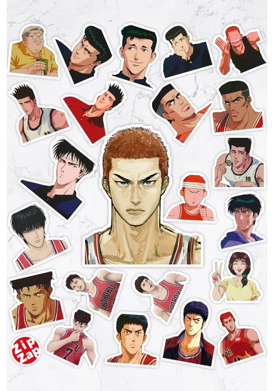 Slam Dunk Anime Telefon Laptop Bullet Journal Yapışkanlı Folyo Sticker Paketi 23 Adet Çok Renkli