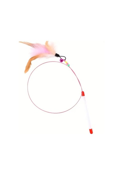 Zilli Tüylü Kedi Oltası Dayanıklı Ve Esnek Tel Yapılı Kedi Oyun Oltası 90 Cm