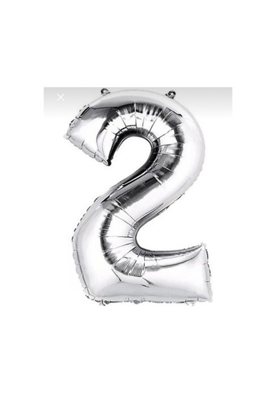 Gümüş 2 Rakam Helyum Uyumlu Uçan Balon 34 Inç Gümüş Gri Gümüş Gri