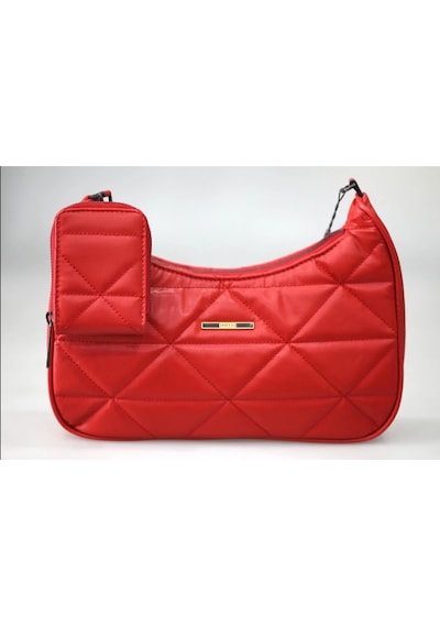 Guard Leather Kapitone Kadın Omuz Çantası + Renkli Kartlık Kırmızı