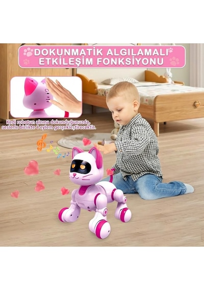 Akıllı Robot Kedi - Uzaktan Kumandalı, Dokunmatik, Programlanabilir, Dans Eden Eğitici Oyuncak Çok Renkli