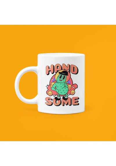 Hand Some Baskılı Mood Porselen Kupa 330ml Beyaz