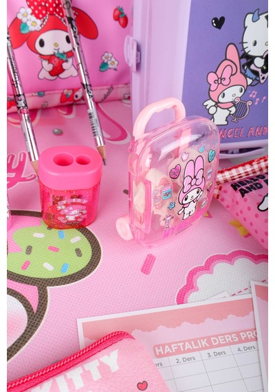 X Dekomus Lisanslı My Melody Sweet Berry Collection Full Kırtasiye Seti Okul,termoslu Beslenme Ve Kalem Çantası,beslenme Kabı,matara Açık Gri
