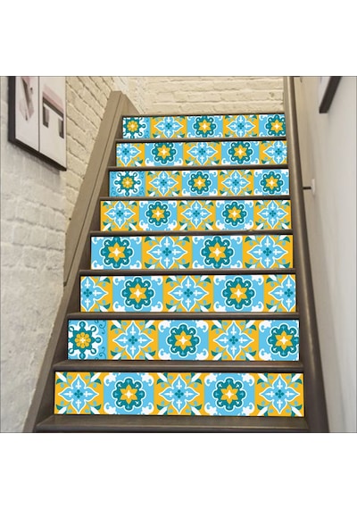 Merdiven Sticker Folyo Kaplama 5 Adet 18CM x 120CM Çiçek N11.672