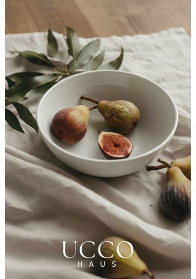 21 Cm Porselen Artisan Salata Meyve Sunum Kasesi - Yemek Makarna Tabağı beyaz