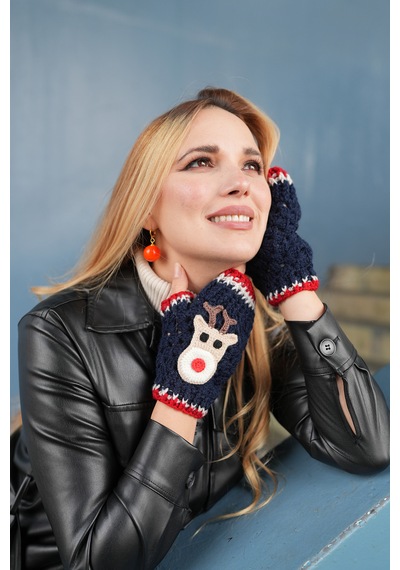 Dark Blue Deer Tasarım Eldiven Çok Renkli