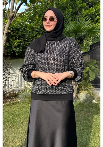 Rabia Şamlı Tüvit Sweat Beyaz Çizgili Normal