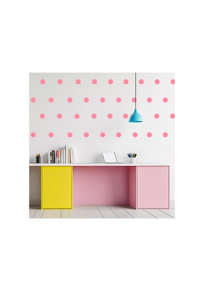 5cm Ebadında 100 Adet Yuvarlak - Puantiye Sticker Bebe Pembe
