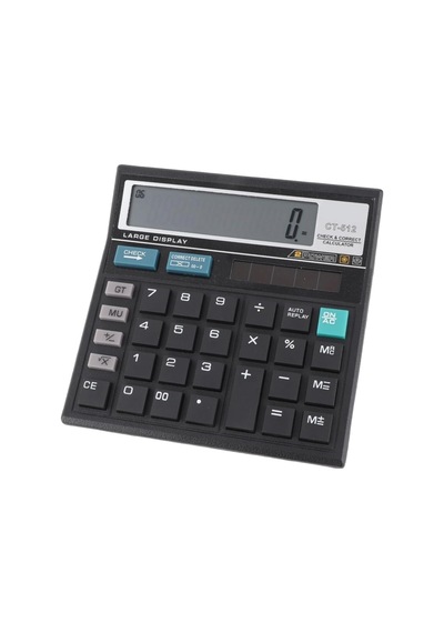 Ct-512 Masaüstü Hesap Makinesi, Büyük Ekran, Check & Correct Özellikli, Çift Güç Kaynağı, Siyah Diğer