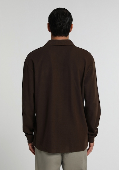 Colin's Colins Relaxed Fit Polo Yaka Düz Erkek Kahverengi Uzun Kol Tişört Cl1080572 Q1.v2 Brw