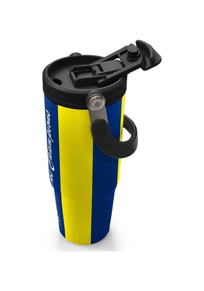 Coral High Kids Sarı Lacivert Çubuklu Pipetli Ve Direkt İçim Çelik Termos 900 Ml 38730 Lacivert - Sarı