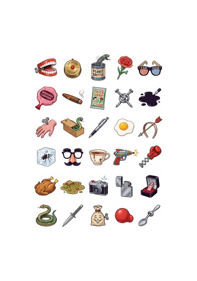 30 Adet Retro Şaka Oyuncağı Sticker Seti - Laptop Ve Defter İçin Çok Renkli
