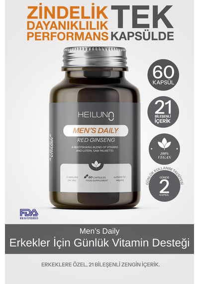 Men S Daily Multivitamin 60 Kapsül Red Ginseng, Likopen & Saw Palmetto İle Enerji Ve Güç Desteği