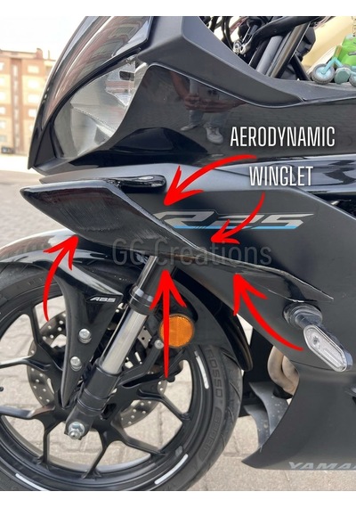 Gg Creations Yamaha R25 & R3 Uyumlu Aerodynamic Winglet Sportif Yan Kanat Seti Boyasız Mat Siyah