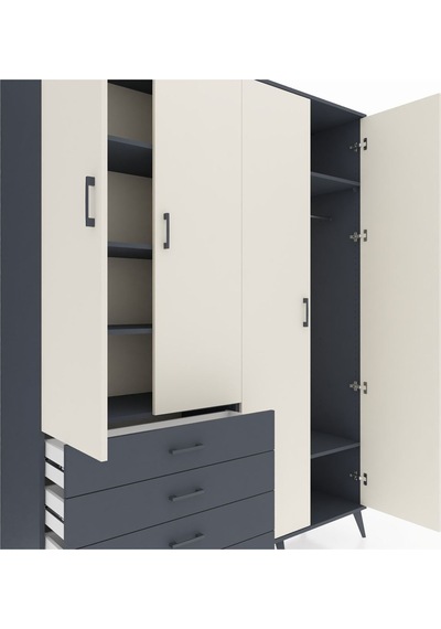 Hyperion Gardrop 6 Raflı 4 Çekmeceli Tek Askılı 176x44x221 Antrasit-aytaşı/antrasit Aytaşı/antrasit Hyperion Gardrop 6 Raflı 4 Çekmeceli Tek Askılı 176x44x221 Antrasit-aytaşı/antrasit Aytaşı/antrasit