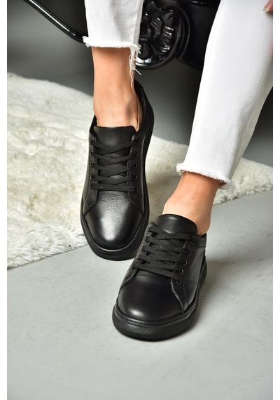 Fox Shoes P555460903 Siyah Hakiki Deri Spor Ayakkabı Sneakers Siyah