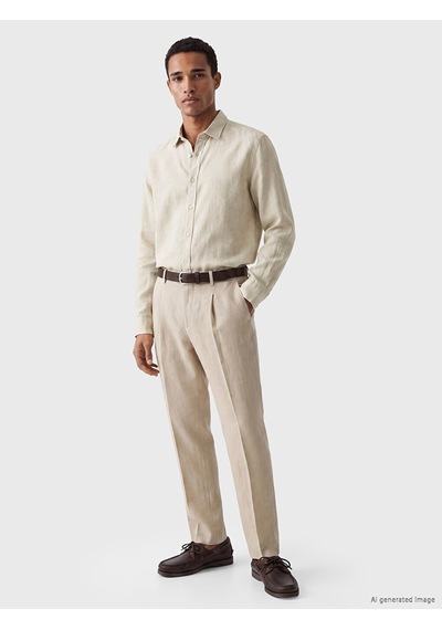 Lcw Vision Bej Regular Fit %100 Keten Erkek Gömlek