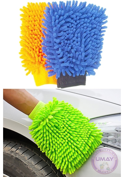 Mikrofiber Şönil Oto Yıkama Temizlik Eldiveni Emici Makarna Bez Araç Temizlik Eldiveni 1 Adet