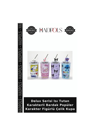 Delux Serisi Isı Tutan Karakterli Bardak Popüler Karakter Figürlü Çelik Kupa Çok Renkli