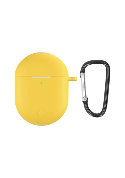 Koodmax Xiaomi Redmi Buds 3 Pro / Airdots 3 Pro Uyumlu Silikon Kılıf + Metal Kopça - Sarı