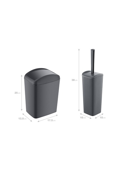 Smartware Soft Çöp Kovası 5 Lt Ve Soft Wc Fırçası Antrasit Genel