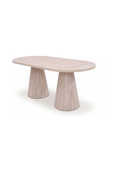 Ligna Traverten Açılır Oval Yemek Masası 90x160+30