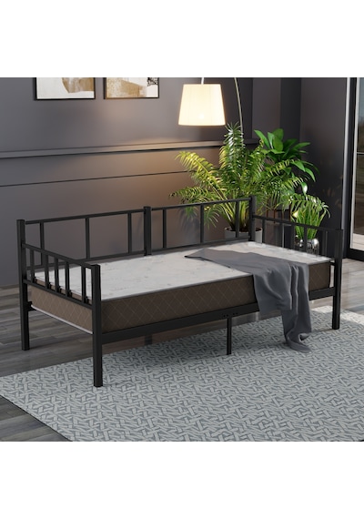 Daybed, 90x190 cm Doruk Metal Karyola, Sedir Karyola, Siyah Renk