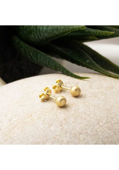 Bilezikci 14 Ayar Altın Mat Top Küpe 4 Mm. Kpads14k29578