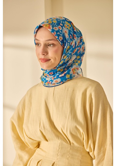Silk Home Mine Desen Soft Pamuk Eşarp Saks
