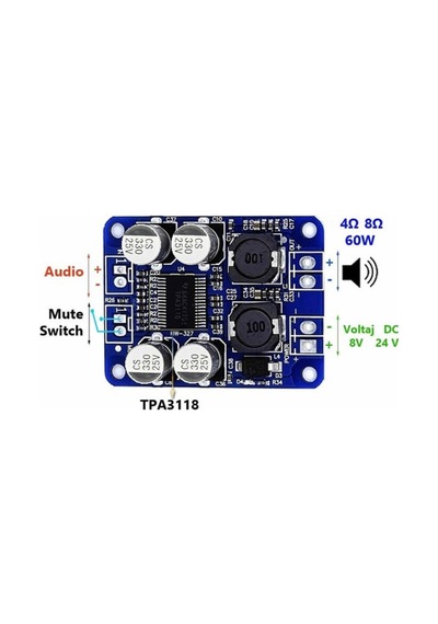 Xh-m313 Tpa3118 Sop-16 Mono Dijital Güç Amplifikatörü Amplifier Board 30w 60w