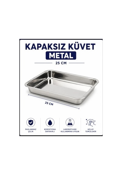Kapaksız Küvet Metal 25 CM