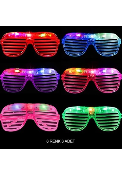 Vaveni Işıklı Panjur Şeritli Led Parti Gözlüğü 6 Renk 6 Lı Set Arz Diğer