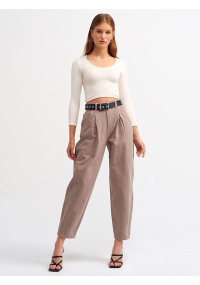 Dilvin 3529 Havuz Yaka Uzun Kollu Crop Top-natural-242 Natural