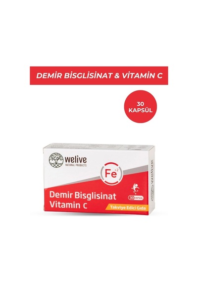 Demir Bisglisinat + Vitamin C Takviye Edici Gıda 30 Kapsül