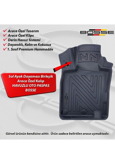 Nissan Qashqai Paspas Araca Özel 2013 - 2021 BOSSE 3D Havuzlu Oto Paspas