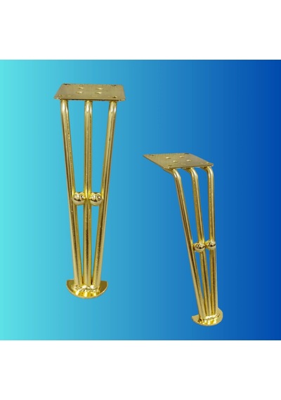 17 Cm Metal Boncuklu Koltuk Ayağı Mobilya Ayağı Ünite Ayağı Konsol Ayağı Puf Berjer Ayağı 4adet Gold