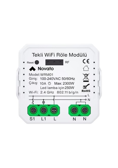 Tuya Uyumlu Tekli Wifi Akıllı Anahtar 10a - 220v Röle - Tek Çıkışlı, Anahtar Girişli, Google Asistan, Alexa D Genel