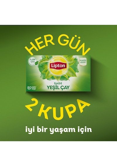 Yeşil Çay Sade Bitki Süzen Poşet Çay 20li X 3 Adet